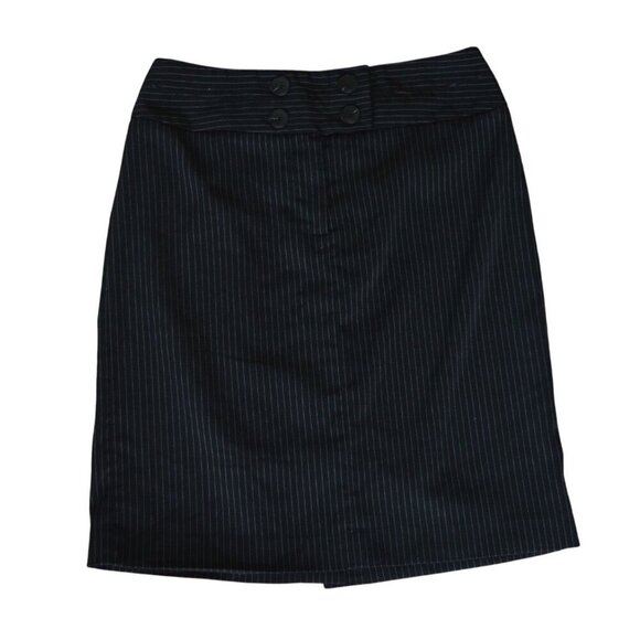 Vintage y2k Larry Levine Black Pinstripe Pencil Skirt Womens 8 Wednesday Addams - Picture 6 of 9